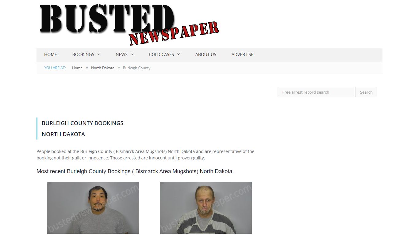 Burleigh County, ND ( Bismarck Area ND ) Mugshots - BUSTED NEWSPAPER