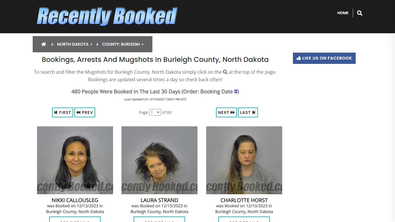 Bookings, Arrests and Mugshots in Burleigh County, North Dakota